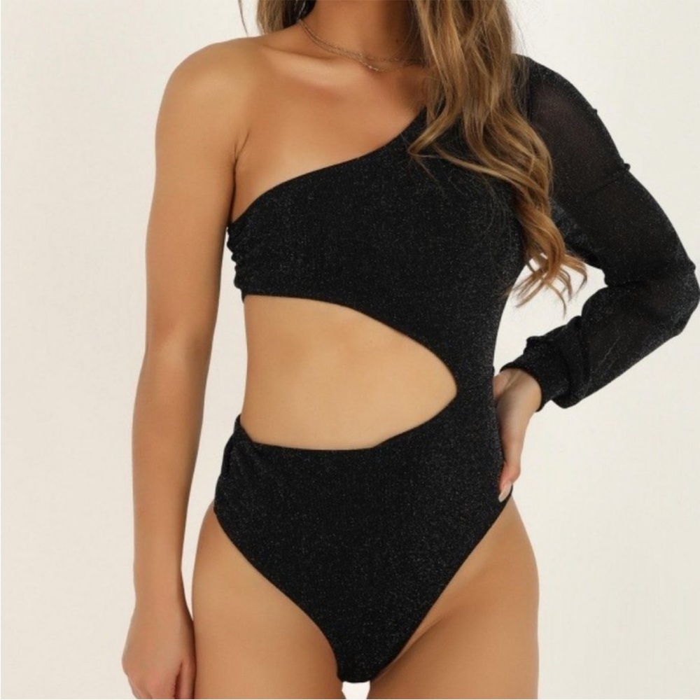 Any Road You Take Bodysuit In Black Lurex